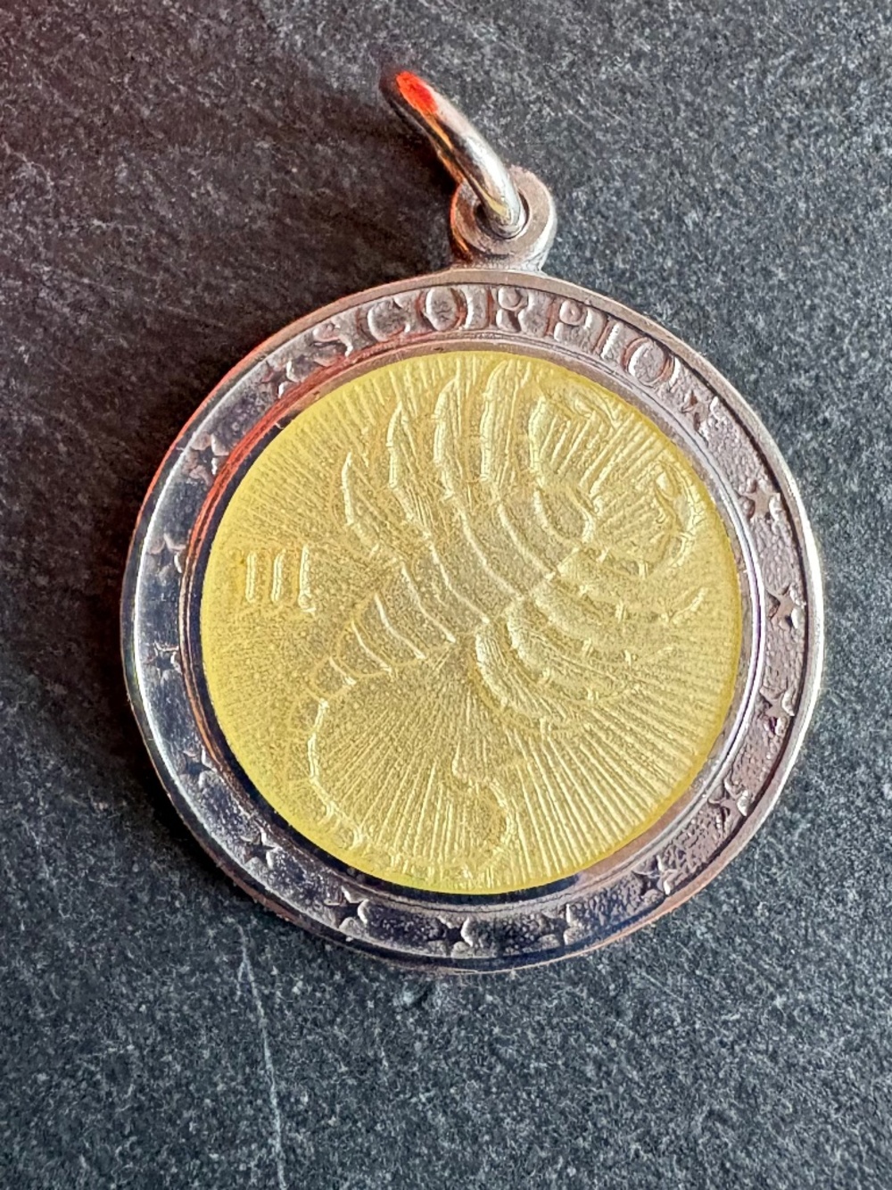 Signed .925 Sterling Silver Gold Vermeil Scorpio Zodiac Medallion Pendant
